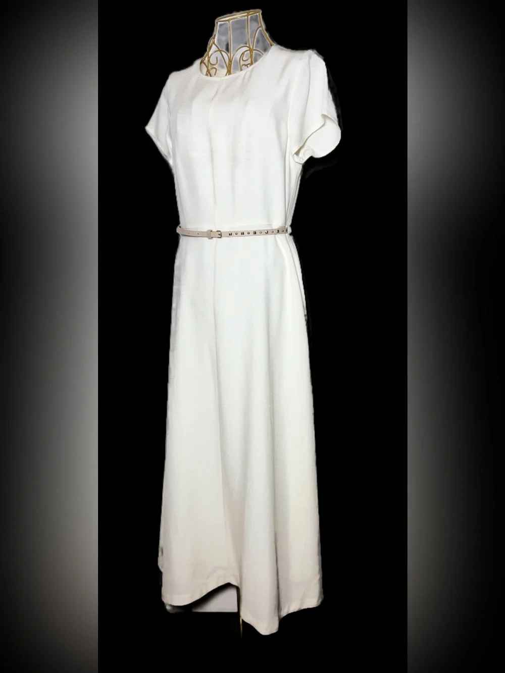 NWT J. Crew Ivory Viscose Short Sleeve Maxi Dress w/ Preowned J. Crew Belt M (8)